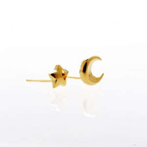 K18PGスター&ムーンアシンメトリーピアス